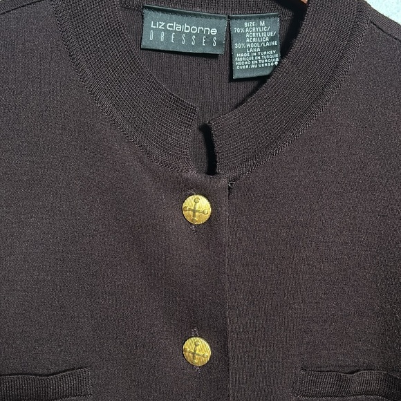 Vintage Liz Claiborne Knit Bordeaux Midi Single Button Dress size M- gently used - Picture 10 of 17